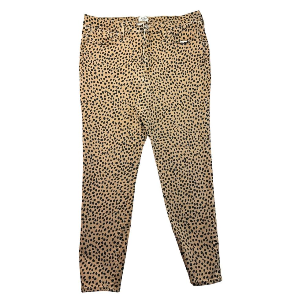 J. Crew Jeans Women's 32 Brown 9" Toothpick High Rise Stretch Animal Print Pants